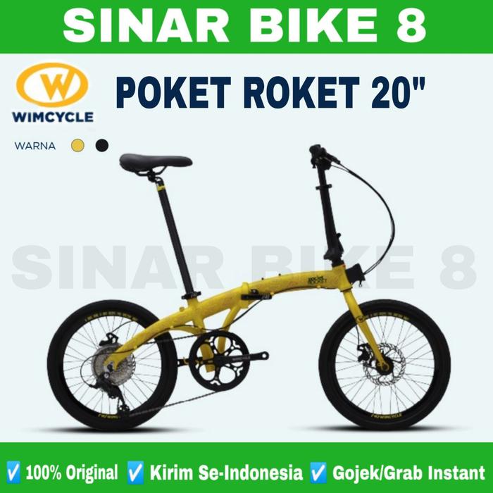 Gambar Sepeda Lipat 20 Inch WIMCYCLE POCKET ROCKET NUSANTARA Alloy 8 Speed - Yellow dari Toko Sepeda Sinar Bike 8 undefined Tokopedia