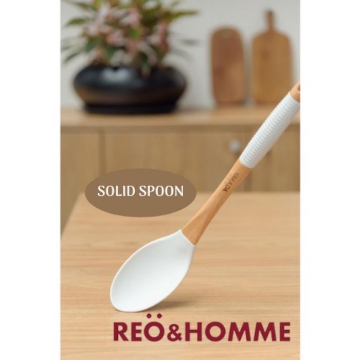 Gambar Reo&Homme Alat Masak Double Silicone Y203 Gagang Kayu Kitchen Utensils - solid spoon dari Reo & Homme Living undefined Tokopedia