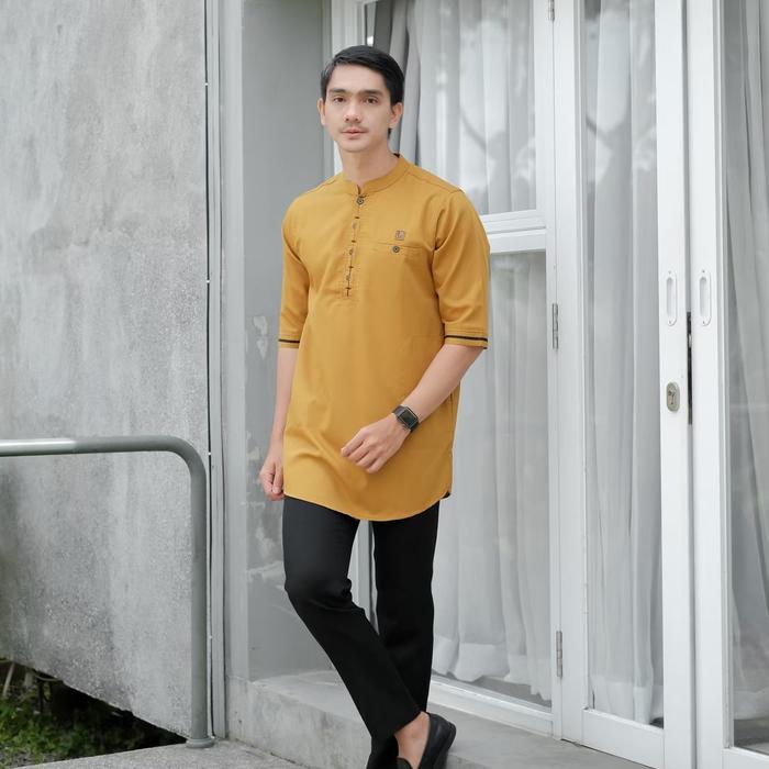 Gambar baju koko muslim kurta - KUNING MUSTARD, M dari mandala project undefined Tokopedia