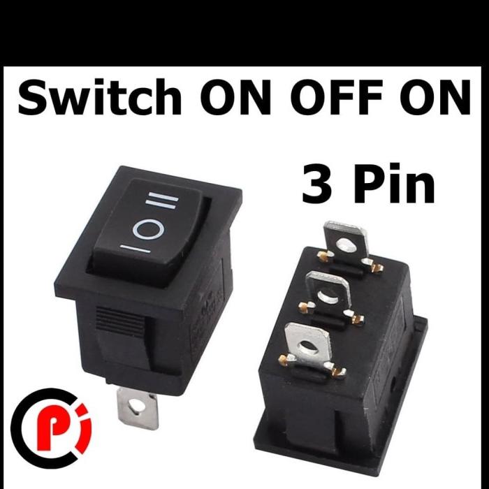 Jual Rocker Switch Sedang 20x15mm 3 Pin Kaki Saklar 3 posisi On Off On ...