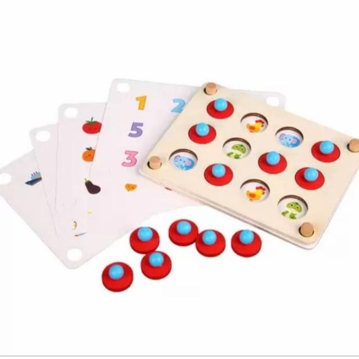 Gambar Wooden Toy Memory Game / Mainan Edukasi anak Melatih Daya Ingat - Merah 12 Lubang dari supono store88 undefined Tokopedia