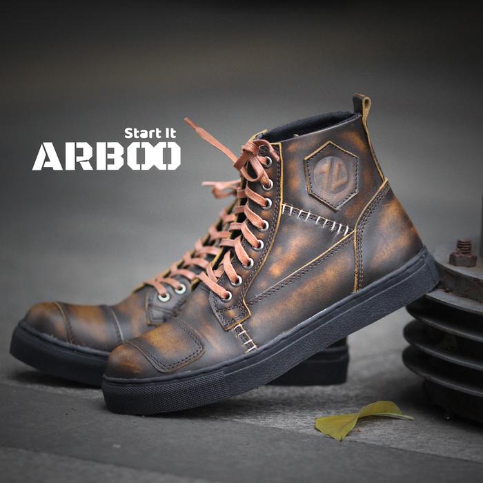 Gambar SEPATU CHOPPER HIGH CASUAL SNEAKERS KULIT SAPI BRUSH OF PRIA BIKERS - Cokelat, 41 dari REMARSTORE undefined Tokopedia