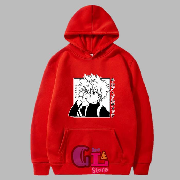 Gambar jaket hoodie anak laki-laki/hoodie anime manga killua hunter x hunter - Merah, S dari G.L.A CLOTHING undefined Tokopedia