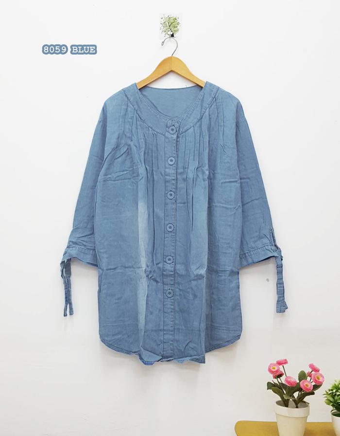 Gambar Baju Muslim Atasan Tunik Big Size Jumbo Jeans Murah XXXL Wanita 8059 - Blue dari Baju.Bigsize undefined Tokopedia