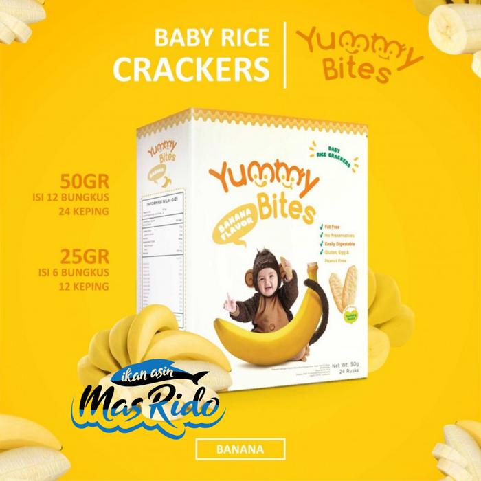 Gambar Yummy Bites Rice Cracker Snack Bayi Biskuit Bayi Cemilan Sehat Baby - Banana dari Warung Ikan Asin Ms Rido undefined Tokopedia