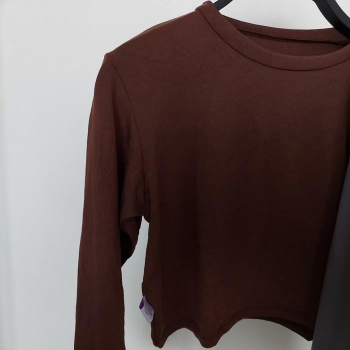 Gambar Manset Crop Top Lengan Panjang | Manset Baju | Inner Bolero Dada Leher - Coklat tua, S-M-L dari Kampung Kerudung undefined Tokopedia