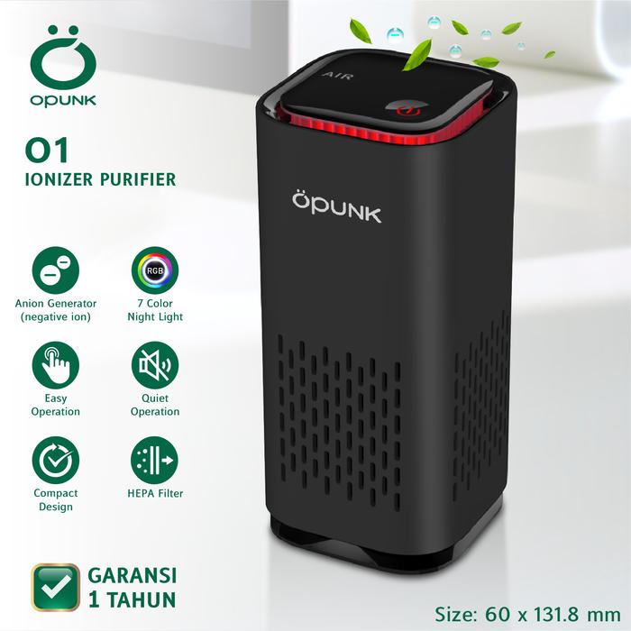 Gambar Mini Air Purifier Ionizer Portable OPUNK O1 - HEPA Filter Anion - Hitam dari Mantool Teknik undefined Tokopedia