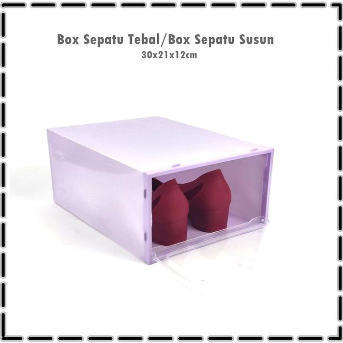 Gambar Box Sepatu Susun Tebal Lipat Tutup Transparan - Ungu dari Toko Sahabat Rakyat_NEW undefined Tokopedia