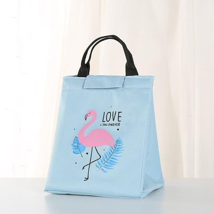 Gambar Tas Bekal Lunch Box Cooler Bag Kantor Sekolah Anak Fun Dewasa Flamingo - Biru Muda dari Sejati Official Store undefined Tokopedia