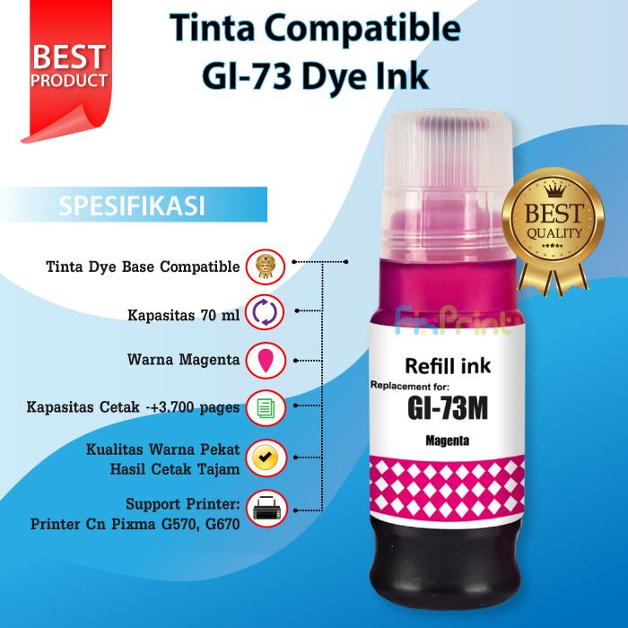Gambar Tinta Compatible GI73 Tinta Refll GI 73 Printer Cn PIXMA G570 G670 Dye - Magenta dari FixPrint Jakarta undefined Tokopedia