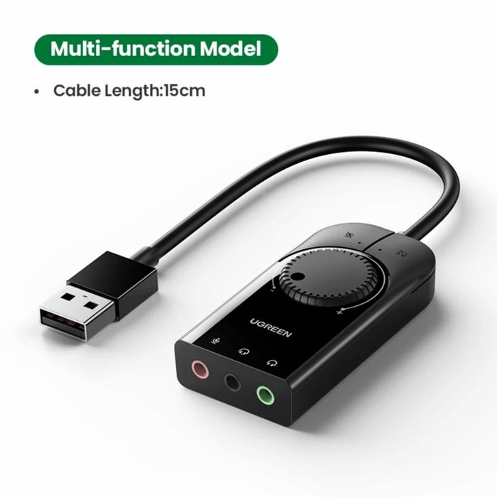Gambar UGREEN USB External Stereo Soundcard Adapter with Volume Control - 15cm dari U.SHOP undefined Tokopedia
