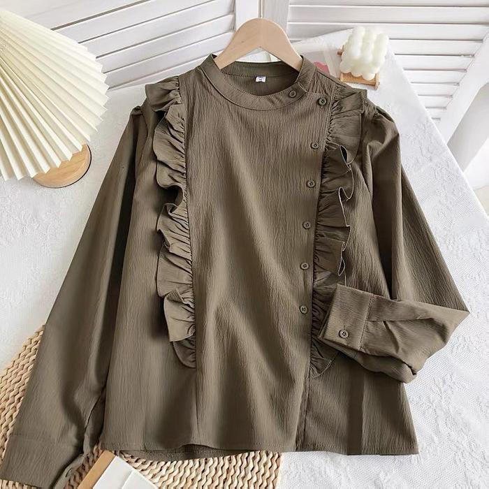 Gambar IRENSYA BLOUSE Bahan Katun Linen Baju Atasan Fashion Blouse Wanita - Army dari Aliza Hijab Outfit undefined Tokopedia