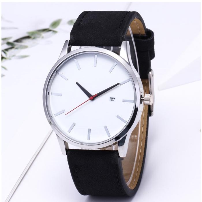 Gambar Jam Tangan MILENIAL ada Tanggal kalender Casual Korea Fashion Watch - HITAM PUTIH dari PalingMurah undefined Tokopedia