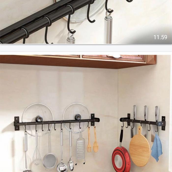 Gambar Gantungan dapur 80 cm hitam 1 pipa/gantungan panci stainless - Hitam dari Bintang jaya sanitary90 undefined 3 Tokopedia