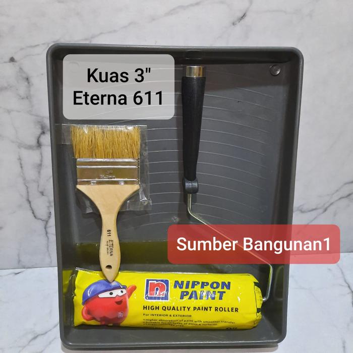 Gambar Bak Cat 1 set kuas roll nippon paint roller cat tembok tatakan alas - 3" Eterna 611 dari Sumber.bangunan1 undefined Tokopedia