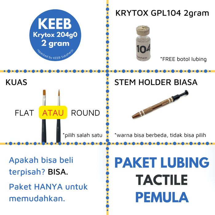 Gambar Paket Lubing TACTILE Mechanical Keyboard Switch - TACTILE PEMULA, KUAS FLAT dari Keeb Mechanical Keyboard undefined Tokopedia