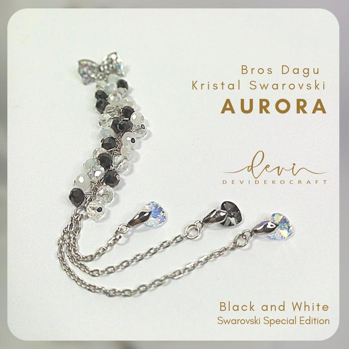 Gambar Bros Dagu Juntai Kristal Swarovski, Aurora - Hitam Putih dari devidekocraft undefined Tokopedia