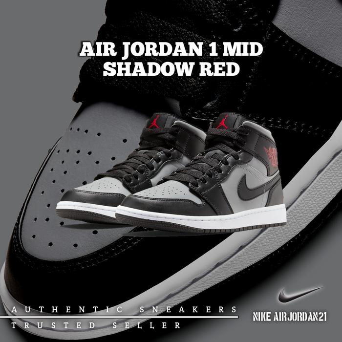 Sepatu Nike Air Jordan Mid Shadow Red 100 Authentic
