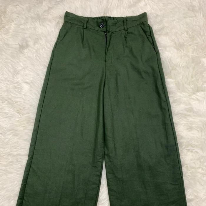 Gambar CELANA KULOT HIGHWEIST BAHAN LINEN TERMURAH PANJANG 92 CM - Army, All Size dari Fh Store14 undefined Tokopedia