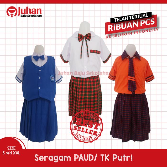 Gambar SERAGAM TK PAUD PENDEK SERAGAM SEKOLAH ANAK PAUD TK BAJU PAUD TK PUTRI - L, baju putih aja dari Baju Sekolahan Indonesia undefined Tokopedia