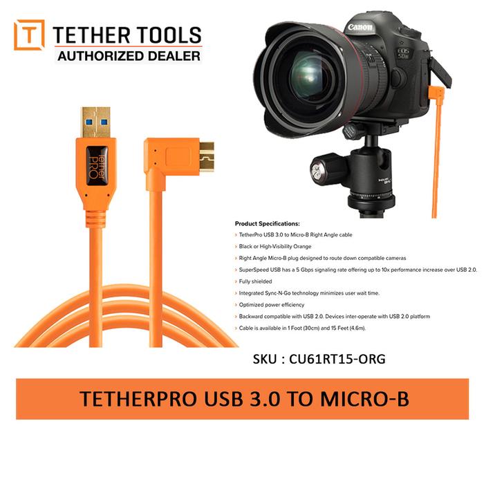 Gambar Tether Tools Pro USB 3.0 to Micro B - ORG Right Angle dari TasKamera-ID undefined Tokopedia