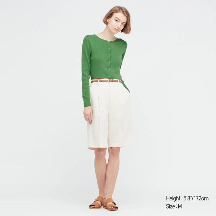 Gambar UNIQLO CARDIGAN CROP KATUN RIB LENGAN PANJANG WANITA SWEATER JASTIP - GREEN, XS dari Good Smile ID undefined Tokopedia