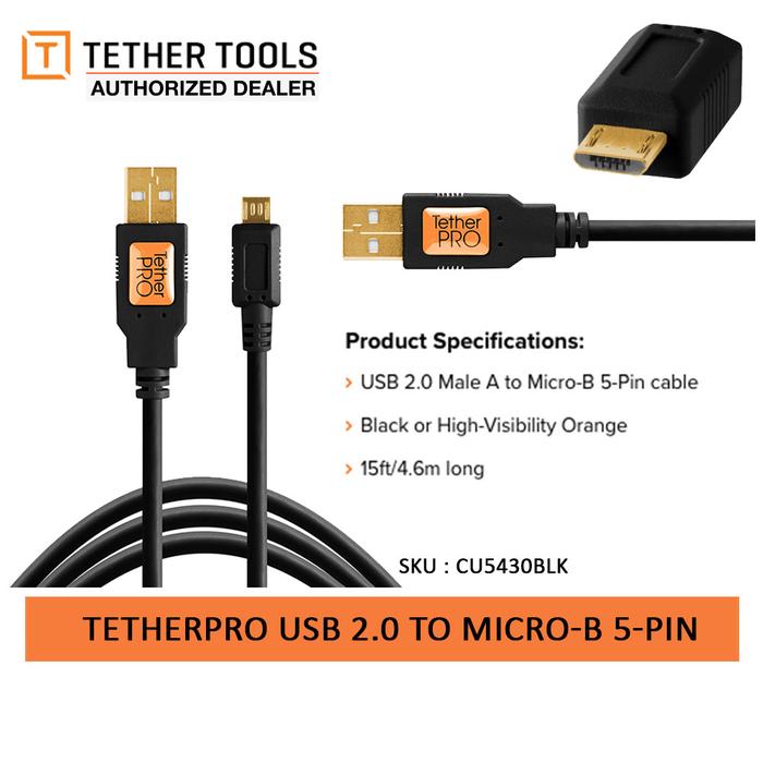Gambar Tether Tools Pro USB 2.0 to Micro B 5 Pin - Black dari TasKamera-ID undefined Tokopedia