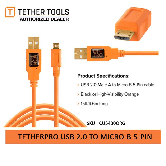 Gambar Tether Tools Pro USB 2.0 to Micro B 5 Pin - Orange dari TasKamera-ID undefined Tokopedia