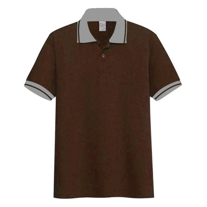 Gambar Kaos polo kerah kombinasi | kaos kerah pria seragam polos Coklat Tua - coklat tua, M dari DailyStore 21 undefined Tokopedia
