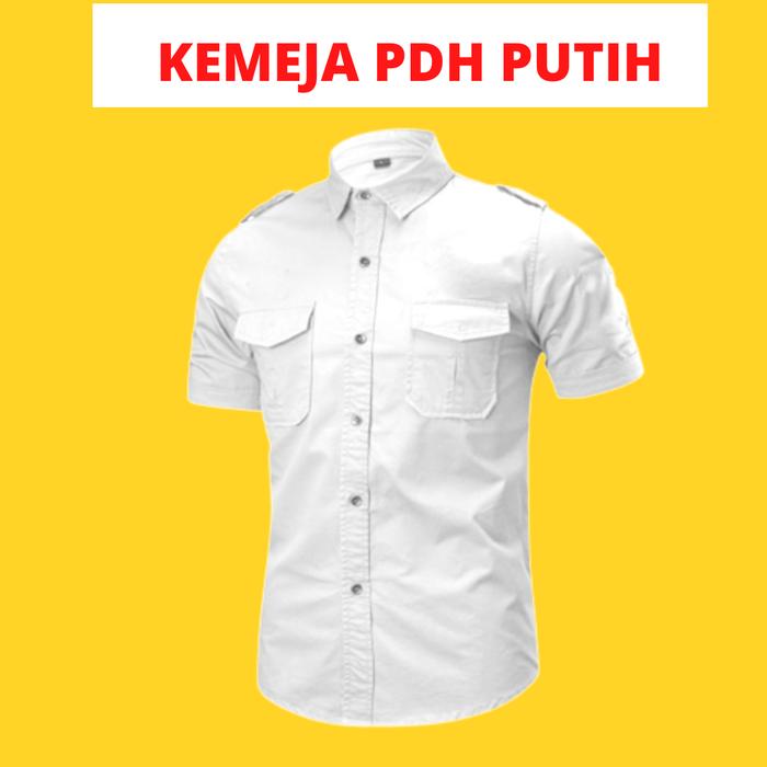 Gambar Baju Kemeja PDH PDL Putih - Baju Korsa - Seragam PDH Lengan Pendek - Hitam, 3L dari Lomonastar undefined Tokopedia