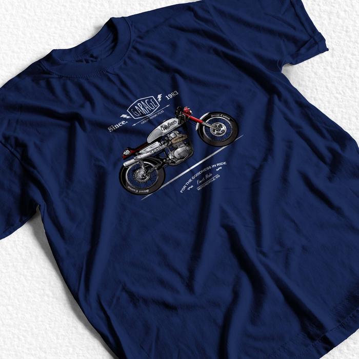 Gambar Kaos Distro Cowo Lengan Pendek Baju Atasan Pria Kekinian, Garage - Navy, 2XL dari BONTOT CLOTHING undefined Tokopedia