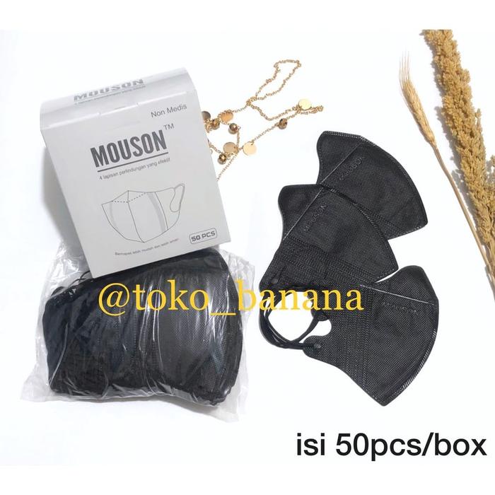 Gambar 50PCS DUCKBILL MOUSON MASKER DEWASA BAHAN 4PLY DISPOSABLE - Hitam, DB MOUSON 50PCS dari toko_banana undefined Tokopedia