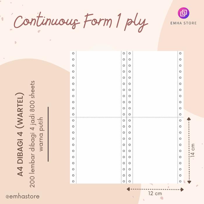 Jual Kertas Continuous Form Struk Ppob Dibagi 4 Wartel Polos 1 Ply Kota Surabaya Emhastore Tokopedia