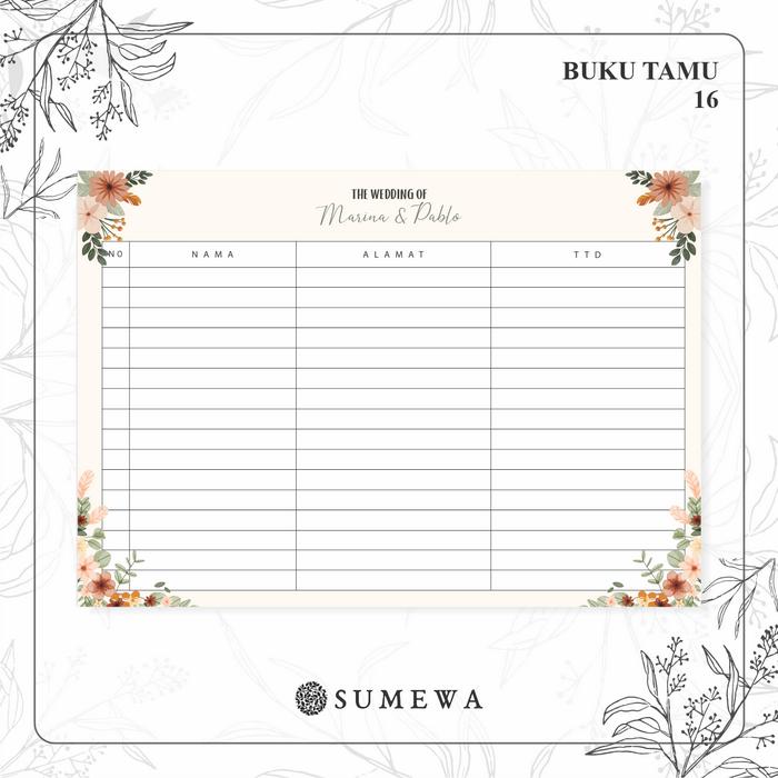 Gambar Buku Tamu Pernikahan / Wedding Guest Book / Buku Tamu Hard Cover - 16 - tabel, biasa dari Sumewa Design undefined Tokopedia