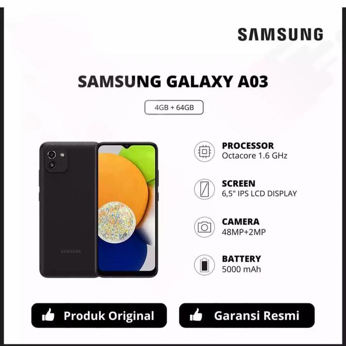 Gambar Samsung galaxy A03 ram 4gb/64gb baru segel garansi resmi harga promo - Hitam dari felis_shop undefined Tokopedia