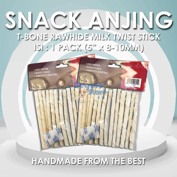 Gambar SNACK ANJING T-BONE NATURAL TWIST STICK BY RAWHIDE - MILK dari Regalo ID Store undefined Tokopedia