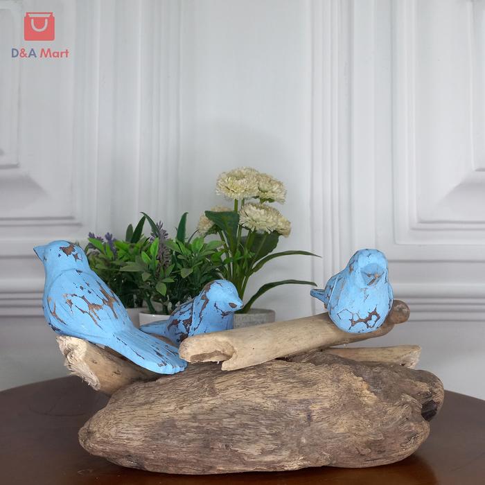Gambar Hiasan Meja Sarang Burung kerajinan Dekorasi Home decor - Isi 3 Burung, Biru dari D&A Mart undefined Tokopedia