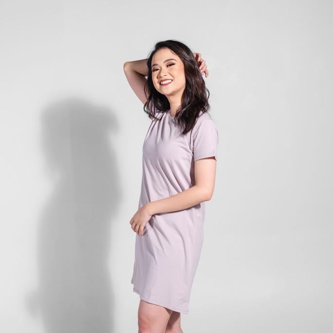 Jual Lemone Suparon Spandek Dress Polos Lengan Pendek Baju Wanita