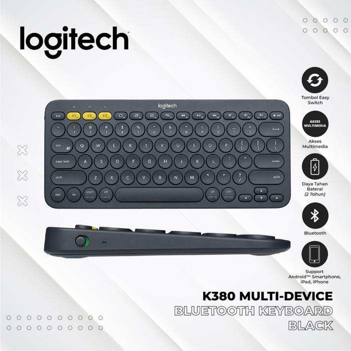 Gambar Logitech K380 / K 380 Bluetooth Multi Device Keyboard - Hitam dari Gaming Plus Store undefined Tokopedia