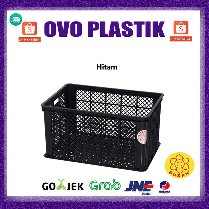 Gambar Keranjang Industri Jumbo Hitam/Keranjang Gelas/Piring/Makanan - SUSAN - Hitam dari Ovo Plastik Surabaya undefined Tokopedia