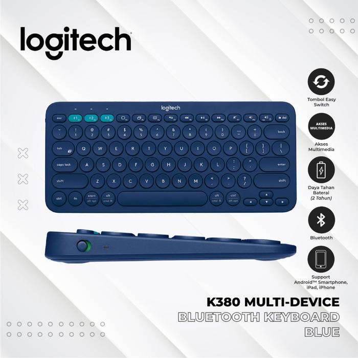 Gambar Logitech K380 / K 380 Bluetooth Multi Device Keyboard - Biru dari Gaming Plus Store undefined Tokopedia