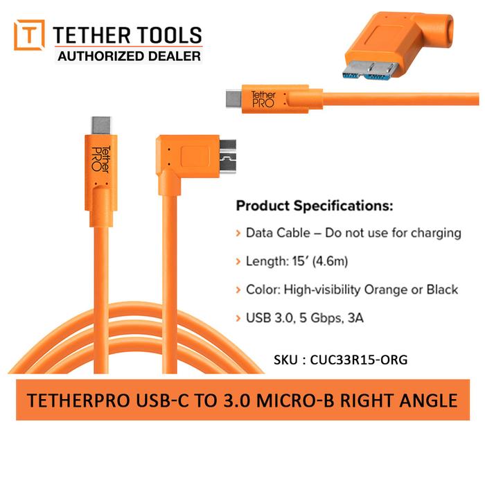 Gambar Tether Tools Pro USB C to 3.0 Micro B - CUC33R15-ORG dari TasKamera-ID undefined Tokopedia