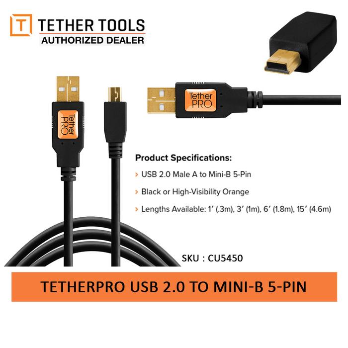 Gambar Tether Tools Pro USB 2.0 to Mini B 5 Pin - Black dari TasKamera-ID undefined Tokopedia