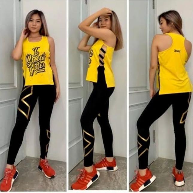 Gambar setelan glieter - Kuning dari Media Senam undefined Tokopedia