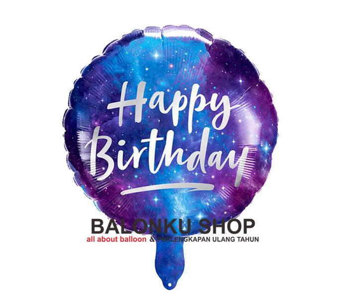 Gambar Balon Foil Bulat Happy Birthday / Balon Happy Birthday / Balon HBD - SPACE STAR dari Balonku Shop undefined Tokopedia