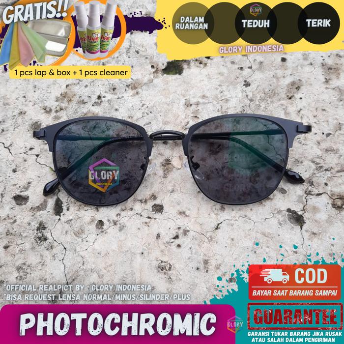 Gambar kacamata (frame + lensa) photocromic berubah warna model kotak 1924 dari Glory indonesia undefined 5 Tokopedia