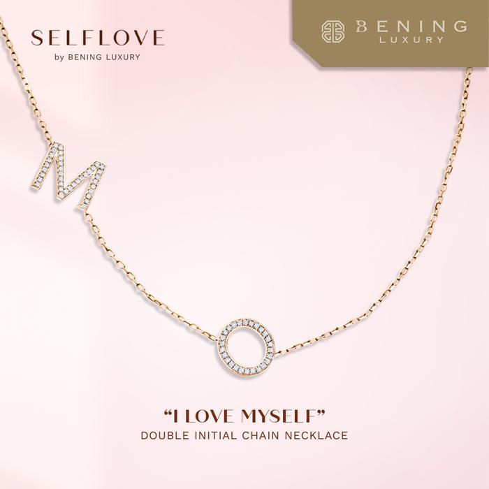 Gambar Kalung Berlian Inisial Bening Luxury Chain SELFLOVE - I Love Myself - 2 Initial, Yellow Gold dari Bening Luxury undefined Tokopedia