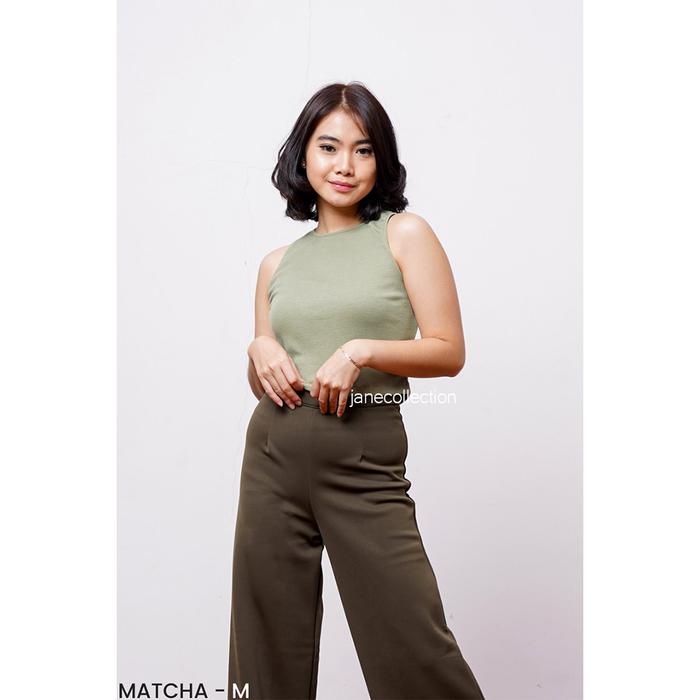 Gambar All Tank Top Polos Putih Bahu Lebar Inner Blazer Tanktop Fiona Bigsize - Matcha, M dari Jane Collection undefined Tokopedia