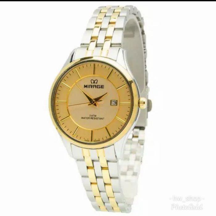 Gambar Jam tangan wanita MIRAGE 8544 kombinasi putih dan gold original - Plat kuning dari New AM undefined Tokopedia