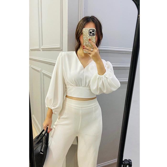 Gambar MYAH TOP ATASAN CROPTOP WANITA - Putih, S dari Blissful Label undefined Tokopedia